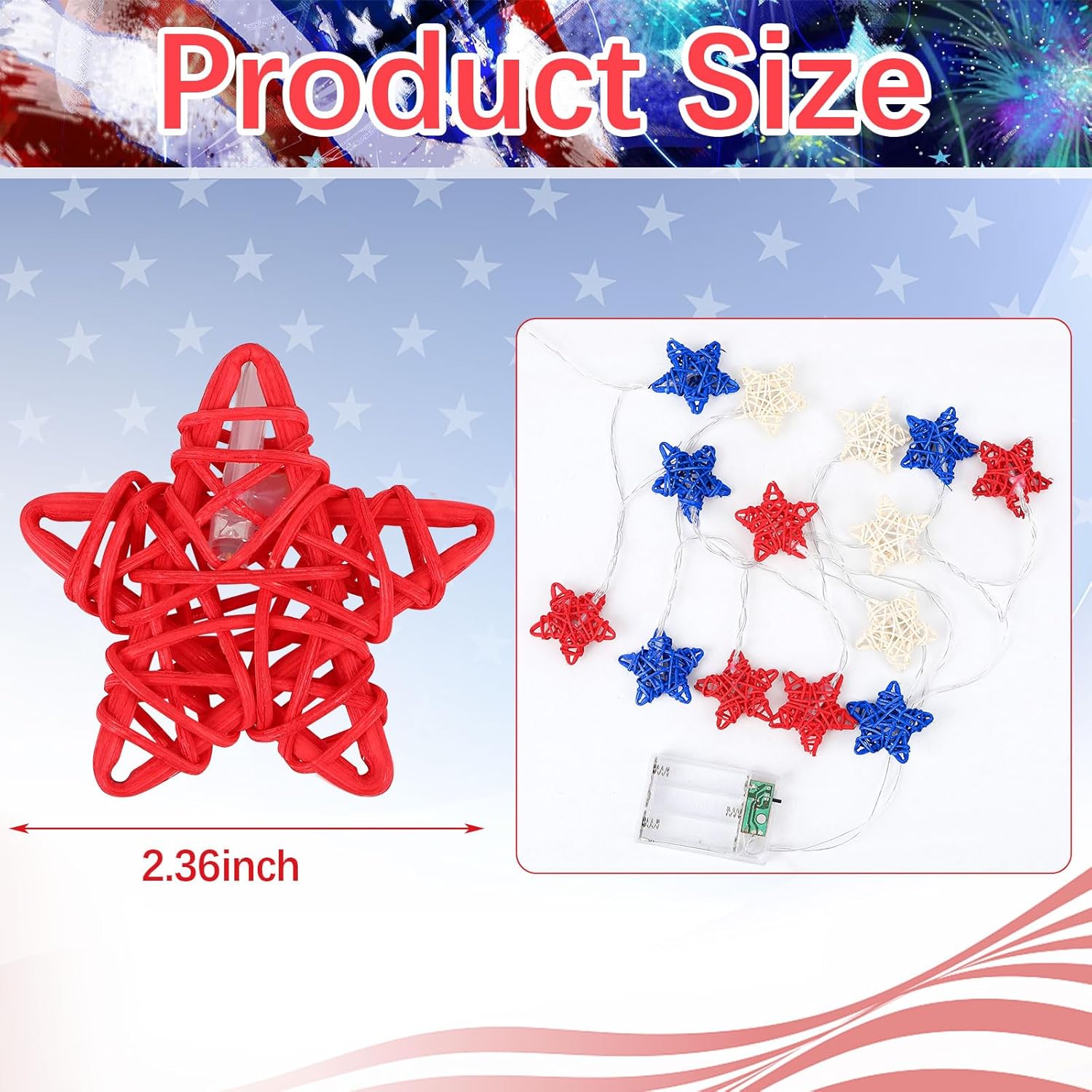 Patriotic LED String Lights – Red White Blue 4th of July Fairy Lights