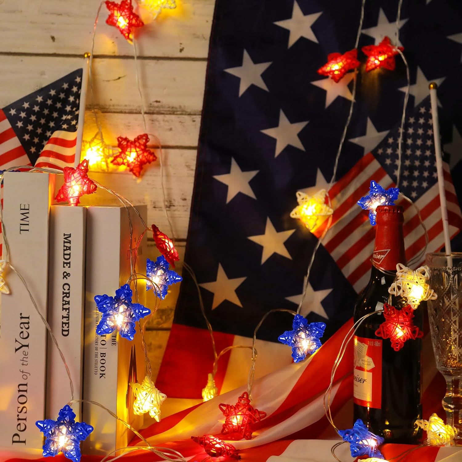 Patriotic LED String Lights – Red White Blue 4th of July Fairy Lights